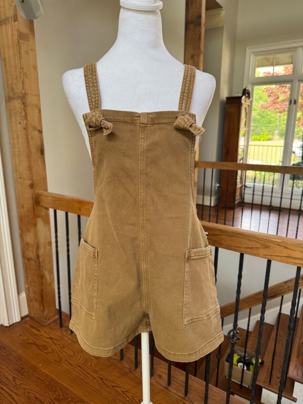 Zenana Outfitters Camel Tan relaxed fit Overalls - Picture 2 of 6